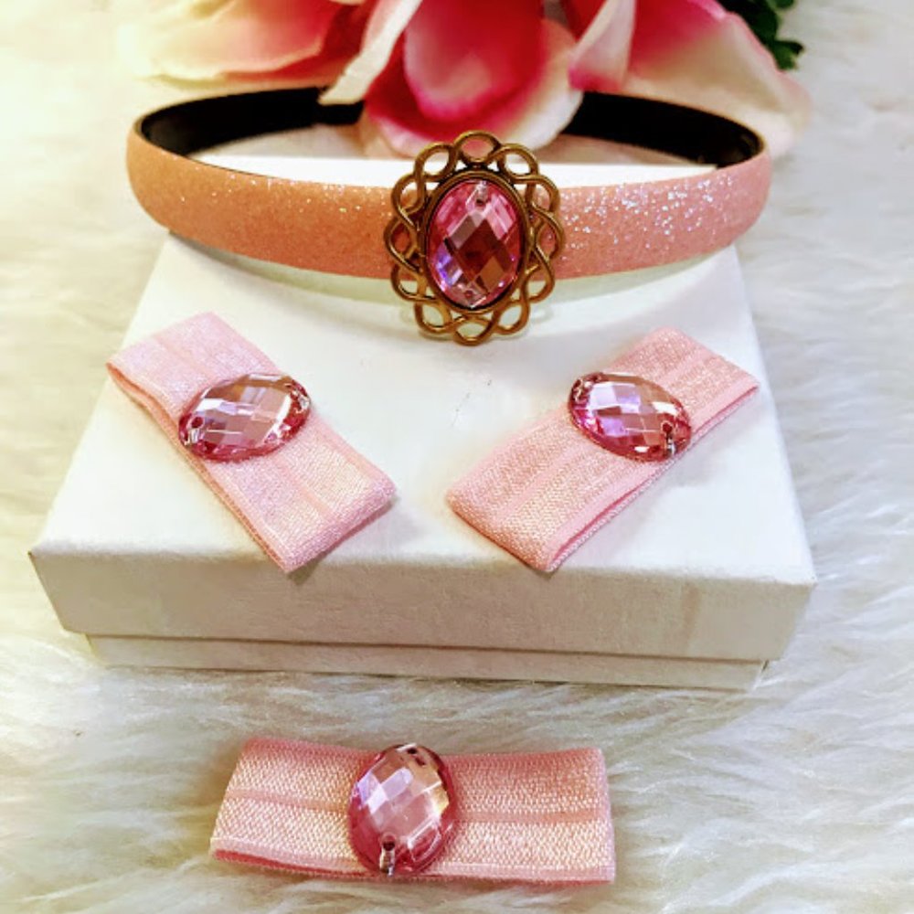 Princess Jasmine Set Pink Glitter Headband